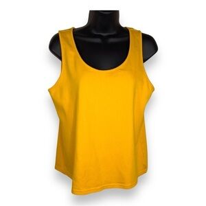 PETITE LARGE RELATIVITY YELLOW TANK TOP SLEEVELESS STRETCH CASUAL SCOOP NECKLINE